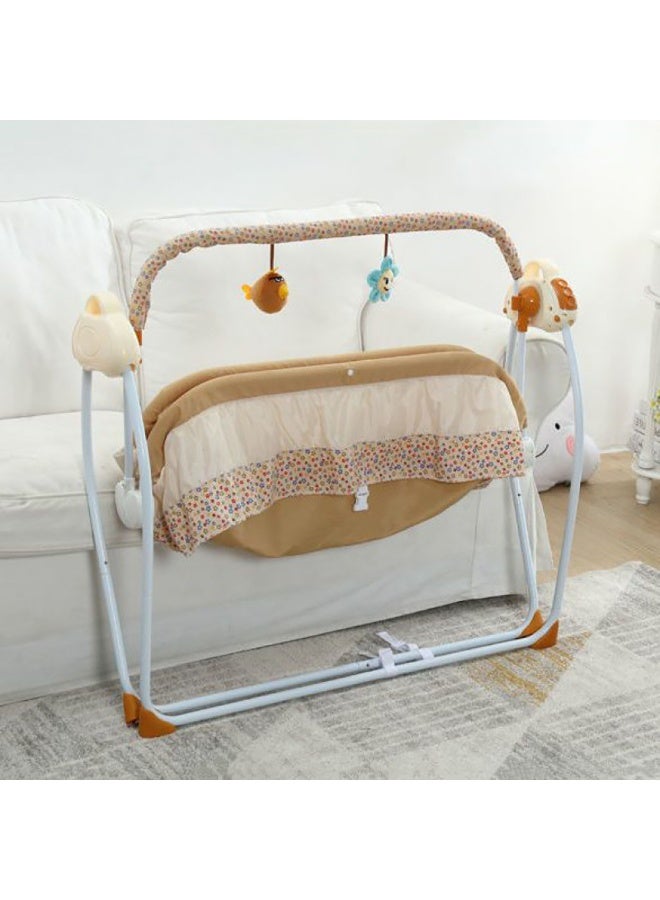 Portable Baby Bassinet, Rocking Cradle Adjustable 5 Auto-Swing with Remote Control, Toys & Music Box for Infants and Toddlers (Khaki) - Image 4