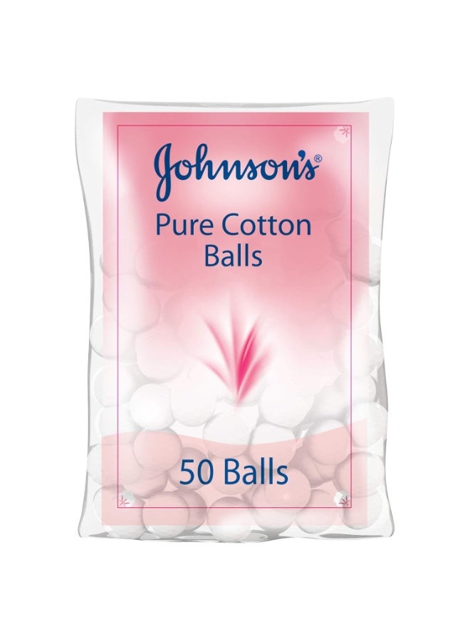 erorex Johnson's Pure Cotton Balls 50 Count Soft Gentle Hypoallergenic Cotton for Baby and Adult Use - Image 1