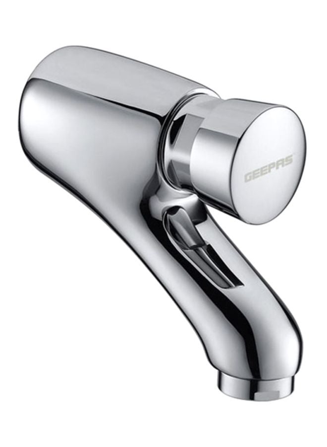 Wall Mount Self Closing Basin Tap Silver