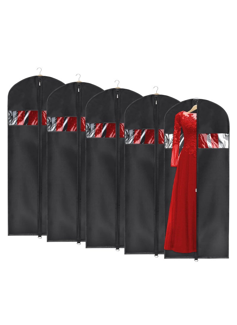 Univivi Univivi Garment Bag Suit Bag for Storage and Travel 60 inches Lightweight Study Full Zipper Washable Suit Cover for Dresses Suits Coats Set of 5 