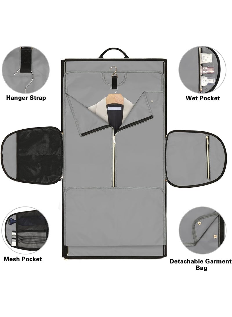 SOLARAE Garment Bags for Travel, Convertible Garment Bag with Detachable Hanging Suit Bag, Carry on Travel Duffel Bag with Shoulder and Backpack Straps, Luggage Dress Bag for Men, Women, Black - Image 4