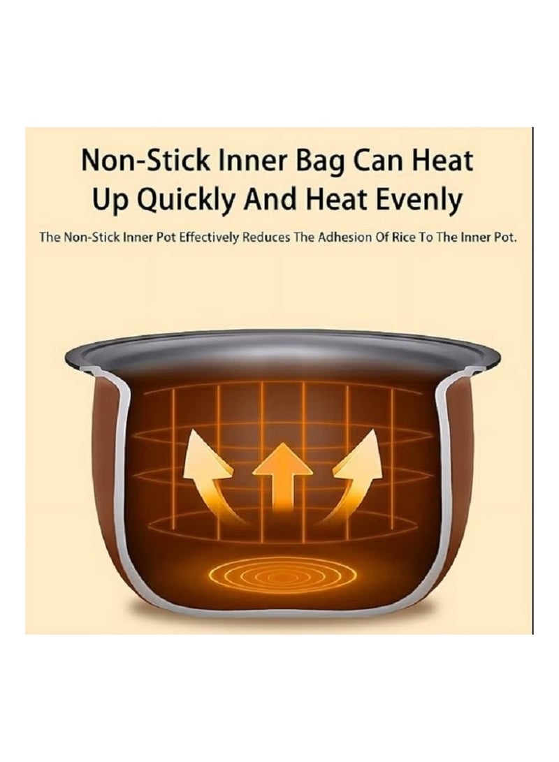 دينكس قدر طهي مزدوج 2 في 1 من دينكس DX3901، سعة 2 لتر، جهاز طهي كهربائي متعدد الوظائف مع وعاءين داخليين غير لاصقين، تحكم ذكي باللمس، لون أبيض/بيج. - Image 5