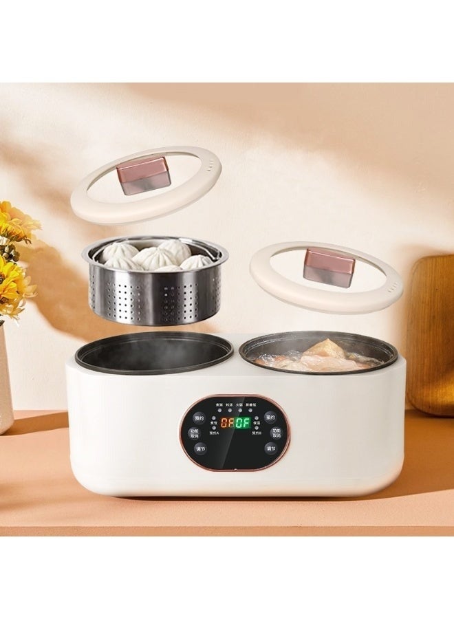 دينكس قدر طهي مزدوج 2 في 1 من دينكس DX3901، سعة 2 لتر، جهاز طهي كهربائي متعدد الوظائف مع وعاءين داخليين غير لاصقين، تحكم ذكي باللمس، لون أبيض/بيج. - Image 2