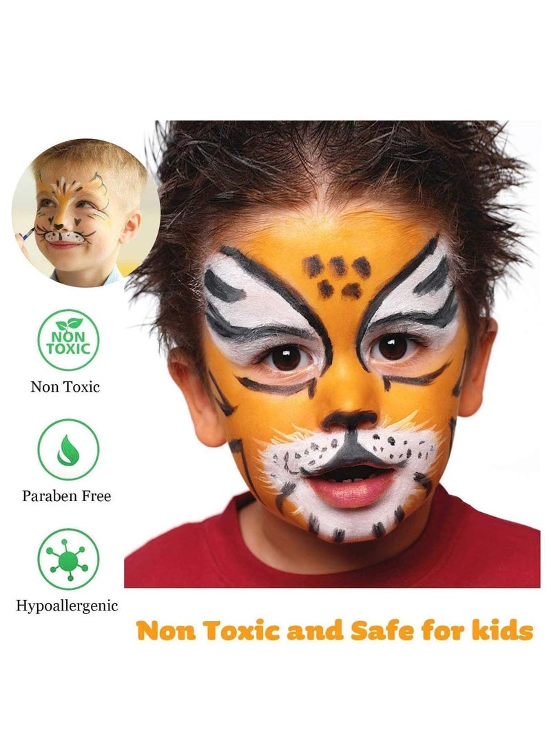 SYOSI Face Paint Kit for Kids, Professional Non toxic Face Paint 15 Colors Kit with 2 Brushes, Body Makeup Paint Hypoallergenic Water Based Paints for Party Cosplay - Image 3