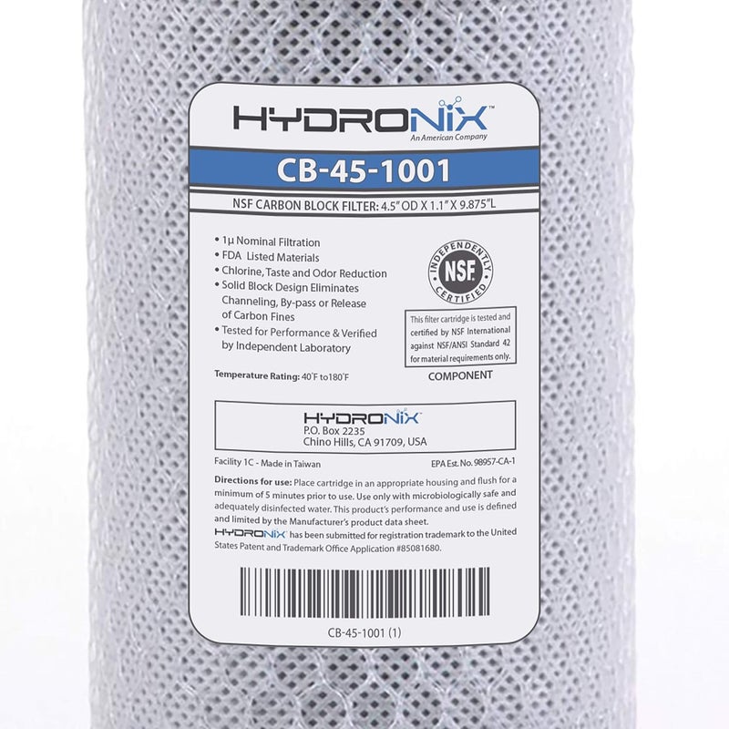 Hydronix CB-45-1001 Whole House Commercial Hydroponics RO NSF Carbon Block Water Filter, 4.5" x 10", 1 Micron, 3 Pack - Image 5