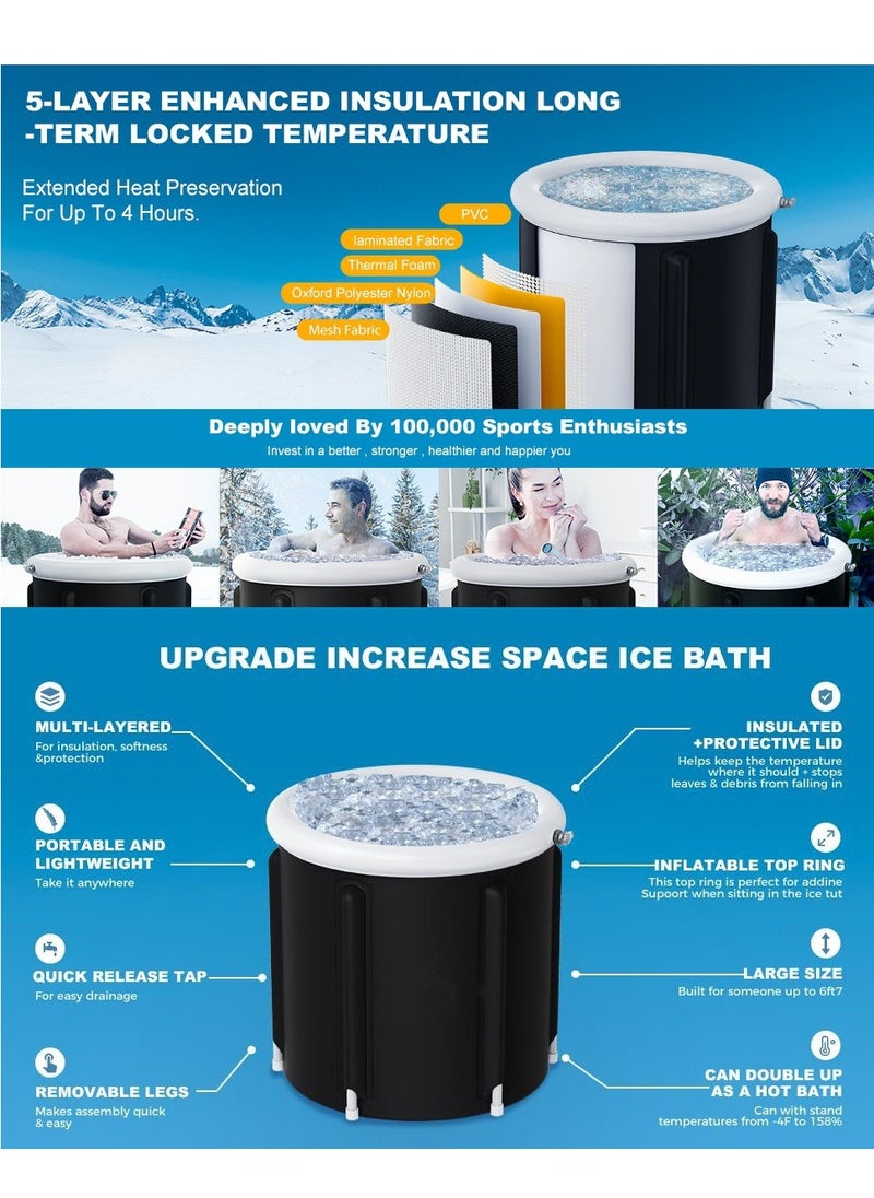 RATSAW Ice Bathtub for Athletes Free-Standing Blow Up Bath Tub Portable Folding Ice Bathtub for Athletes Outdoor Indoor SPA Bath (80 x 75cm)  - Image 2