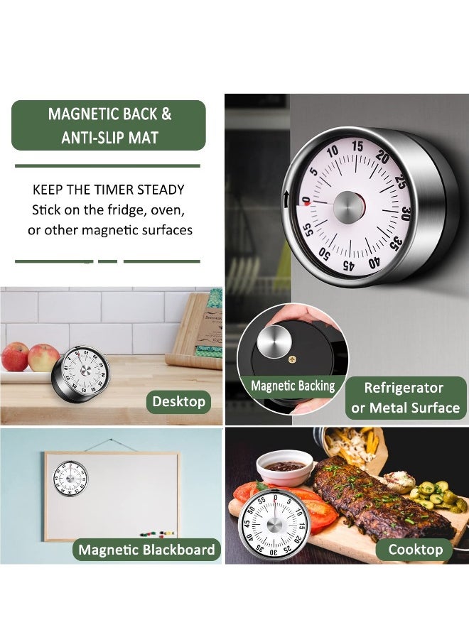 Generic - Magnetic Kitchen Timer Chef Cooking Timer Clock with Loud Alarm No Batteries Required 100% Mechanical Magnetic Backing Exquisite Stainless Steel Body - Image 1