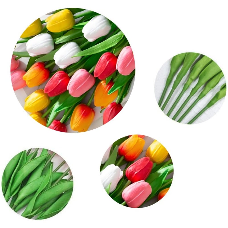 SHINE-CO LIGHTING Artificial Tulips 10Pcs Real Touch Fake Tulips PU Flower Arrangement Bouquets for Home Party Decoration (Purple) - Image 3