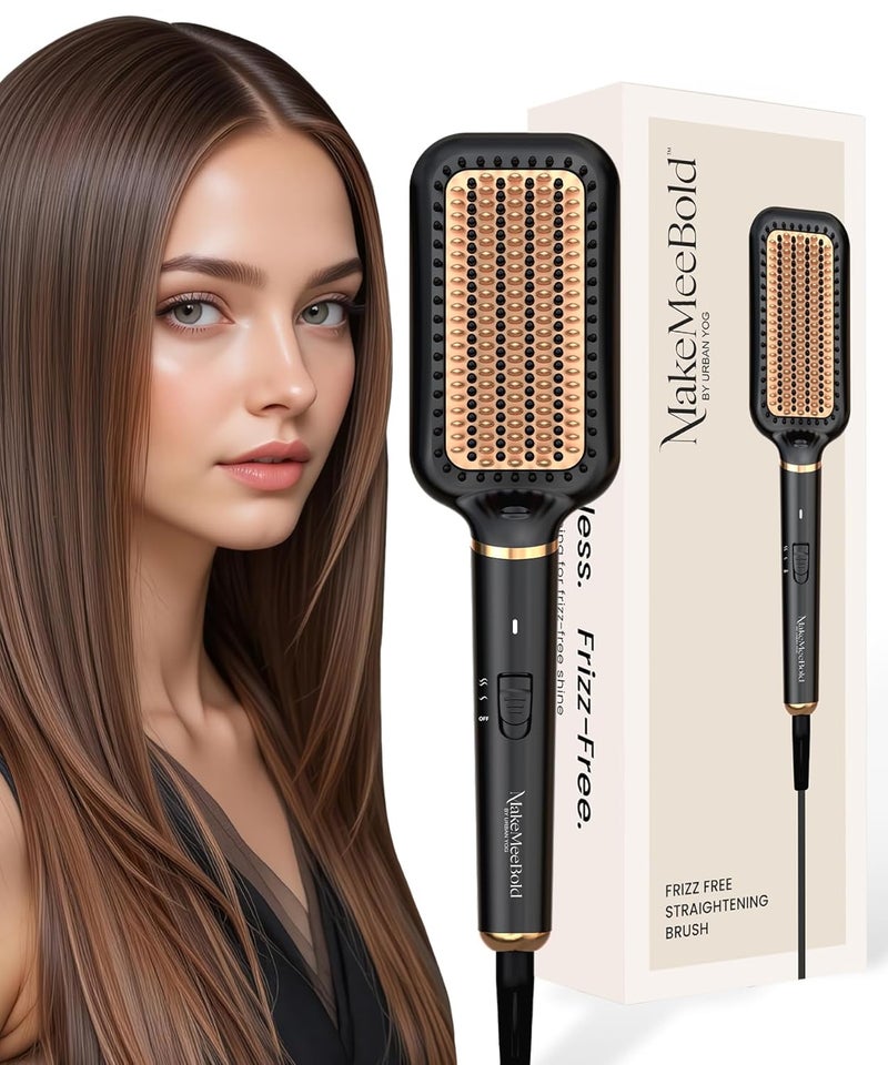 MakeMeeBold Frizz Free Hair Straightener Brush with 73mm Large Paddle Design,Electric Comb for Women,PTC Fast Heat-Up(30s),2 Heat Settings(180°C & 210°C),Auto Shut-Off & 360° - Image 1