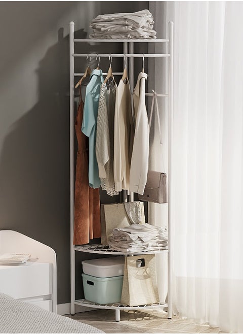 Metal Corner Coat Rack - Floor Standing Clothes Rack with Creative Wall Mounted Storage, Detachable Layers for Versatile Organization