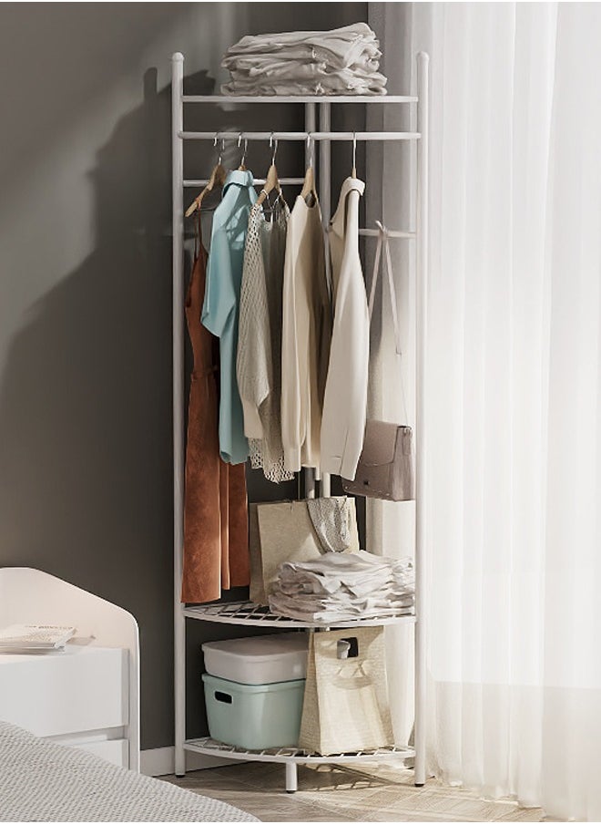 ZCM-HAPPY Metal Corner Coat Rack - Floor Standing Clothes Rack with Creative Wall Mounted Storage, Detachable Layers for Versatile Organization  - Image 1
