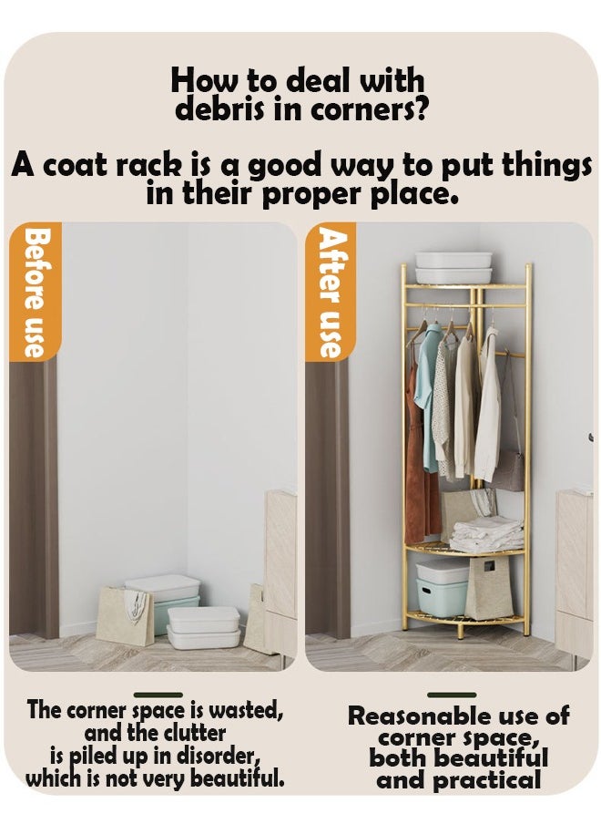 ZCM-HAPPY Metal Corner Coat Rack - Floor Standing Clothes Rack with Creative Wall Mounted Storage, Detachable Layers for Versatile Organization  - Image 4