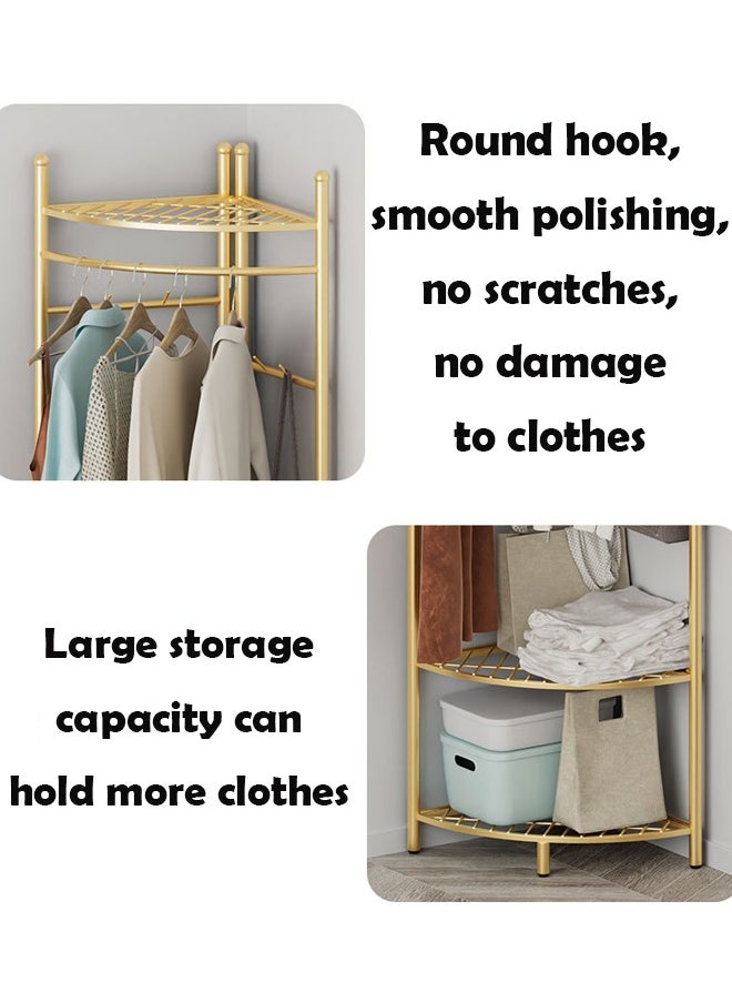 ZCM-HAPPY Metal Corner Coat Rack - Floor Standing Clothes Rack with Creative Wall Mounted Storage, Detachable Layers for Versatile Organization  - Image 5
