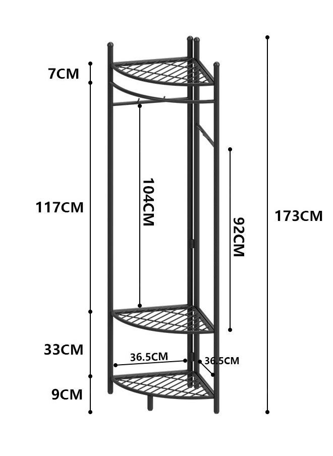 ZCM-HAPPY Metal Corner Coat Rack - Floor Standing Clothes Rack with Creative Wall Mounted Storage, Detachable Layers for Versatile Organization  - Image 2