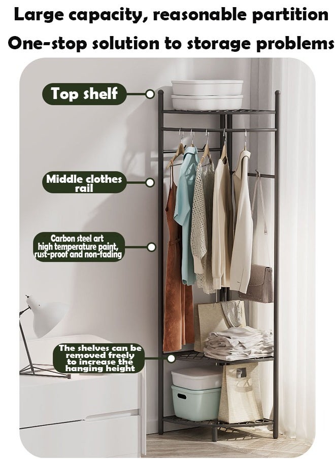 ZCM-HAPPY Metal Corner Coat Rack - Floor Standing Clothes Rack with Creative Wall Mounted Storage, Detachable Layers for Versatile Organization  - Image 3