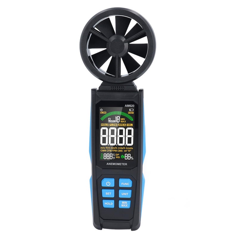 مقياس سرعة الرياح الرقمي المحمول مع شاشة LCD مضاءة للطاقة الرياحية والأرصاد الجوية - Image 2