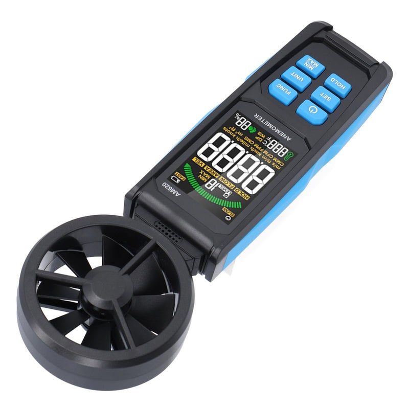 مقياس سرعة الرياح الرقمي المحمول مع شاشة LCD مضاءة للطاقة الرياحية والأرصاد الجوية - Image 5