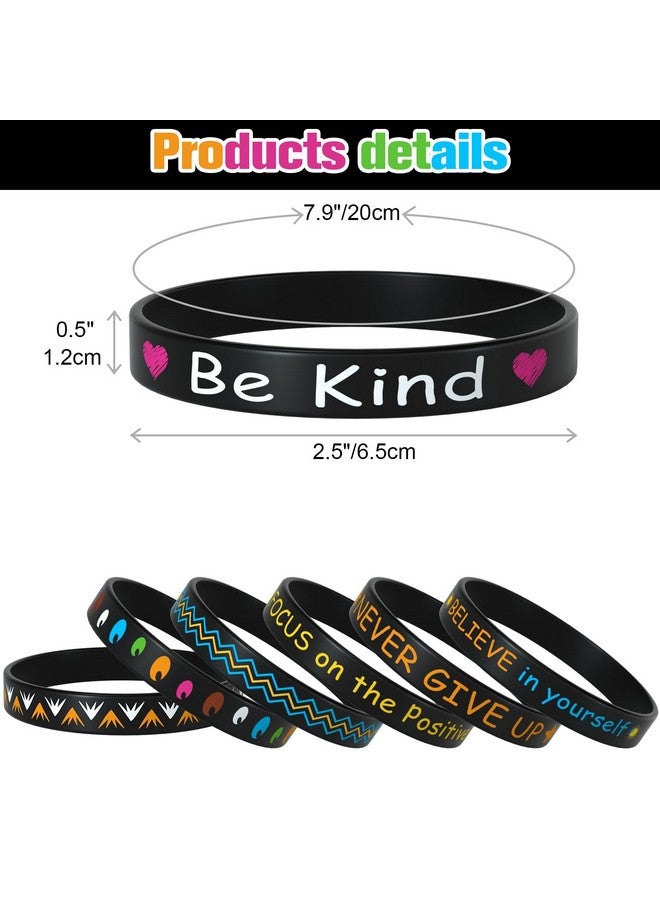 Morcheiong 24 Pieces Motivational Rubber Wristbands Black Inspirational Quote Silicone Bands Unisex Style- 12 Designs - Image 3