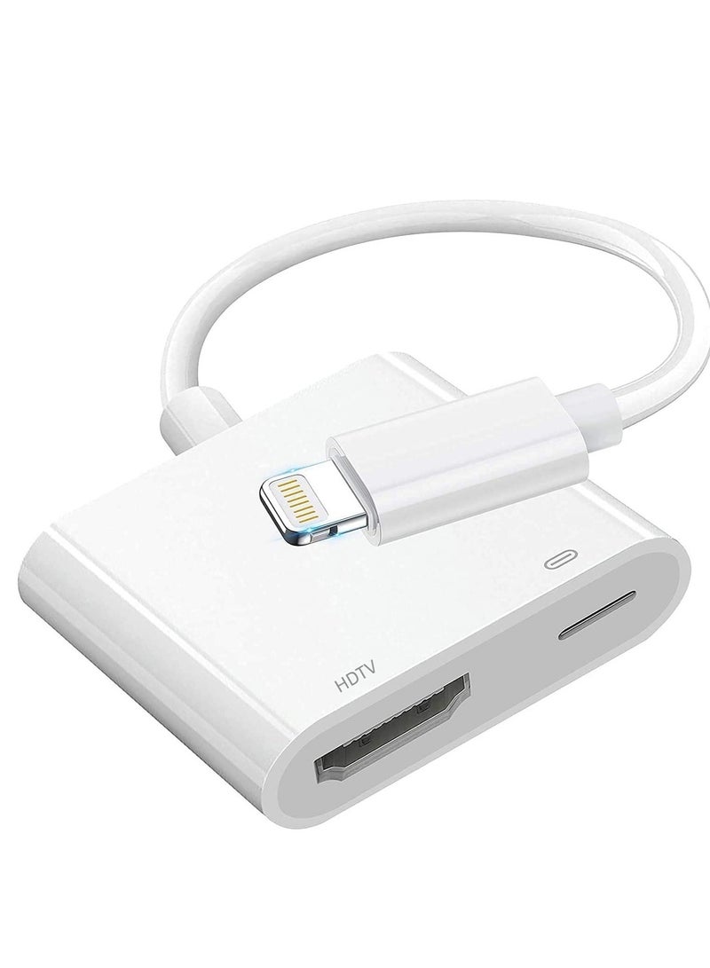 Lightning to HDMI Adapter,1080P Digital Sync Screen Converter AV Adapter with Charging Port Compatible with iPhone 12/11/XS/XR/X/8 iPad on HDTV/Monitor/Projector Support All iOS - Image 1