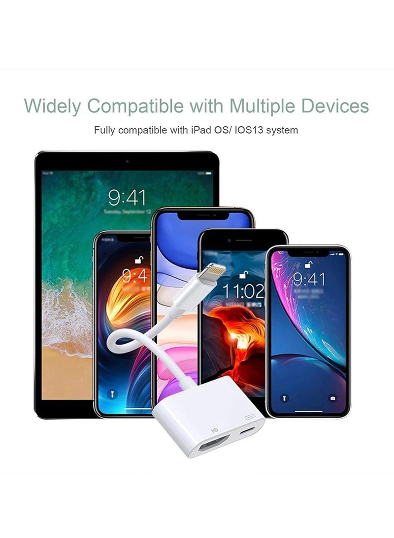 Lightning to HDMI Adapter,1080P Digital Sync Screen Converter AV Adapter with Charging Port Compatible with iPhone 12/11/XS/XR/X/8 iPad on HDTV/Monitor/Projector Support All iOS - Image 3