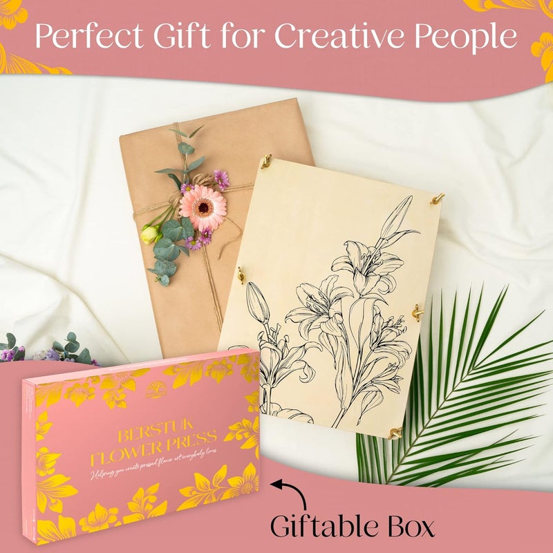 Berstuk Extra Large Flower Press Kit for Adults and Teens - Big Flower Preservation Kit 38 x 29cm (15" x 11.4") - Includes Expert Video Tutorials - Gift-Ready Packaging Ideal for Arts and Crafts Lovers - Image 5