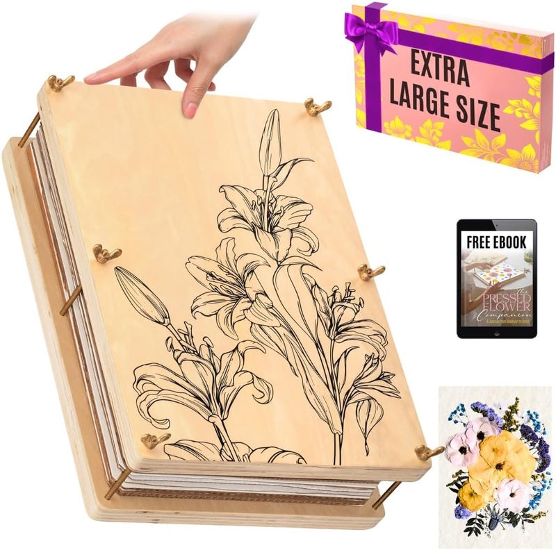 Berstuk Extra Large Flower Press Kit for Adults and Teens - Big Flower Preservation Kit 38 x 29cm (15" x 11.4") - Includes Expert Video Tutorials - Gift-Ready Packaging Ideal for Arts and Crafts Lovers - Image 1