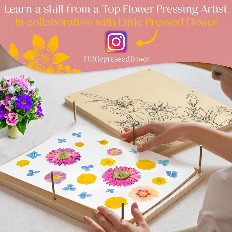 Berstuk Extra Large Flower Press Kit for Adults and Teens - Big Flower Preservation Kit 38 x 29cm (15" x 11.4") - Includes Expert Video Tutorials - Gift-Ready Packaging Ideal for Arts and Crafts Lovers - Image 4