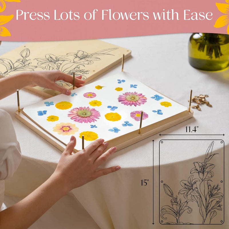 Berstuk Extra Large Flower Press Kit for Adults and Teens - Big Flower Preservation Kit 38 x 29cm (15" x 11.4") - Includes Expert Video Tutorials - Gift-Ready Packaging Ideal for Arts and Crafts Lovers - Image 3