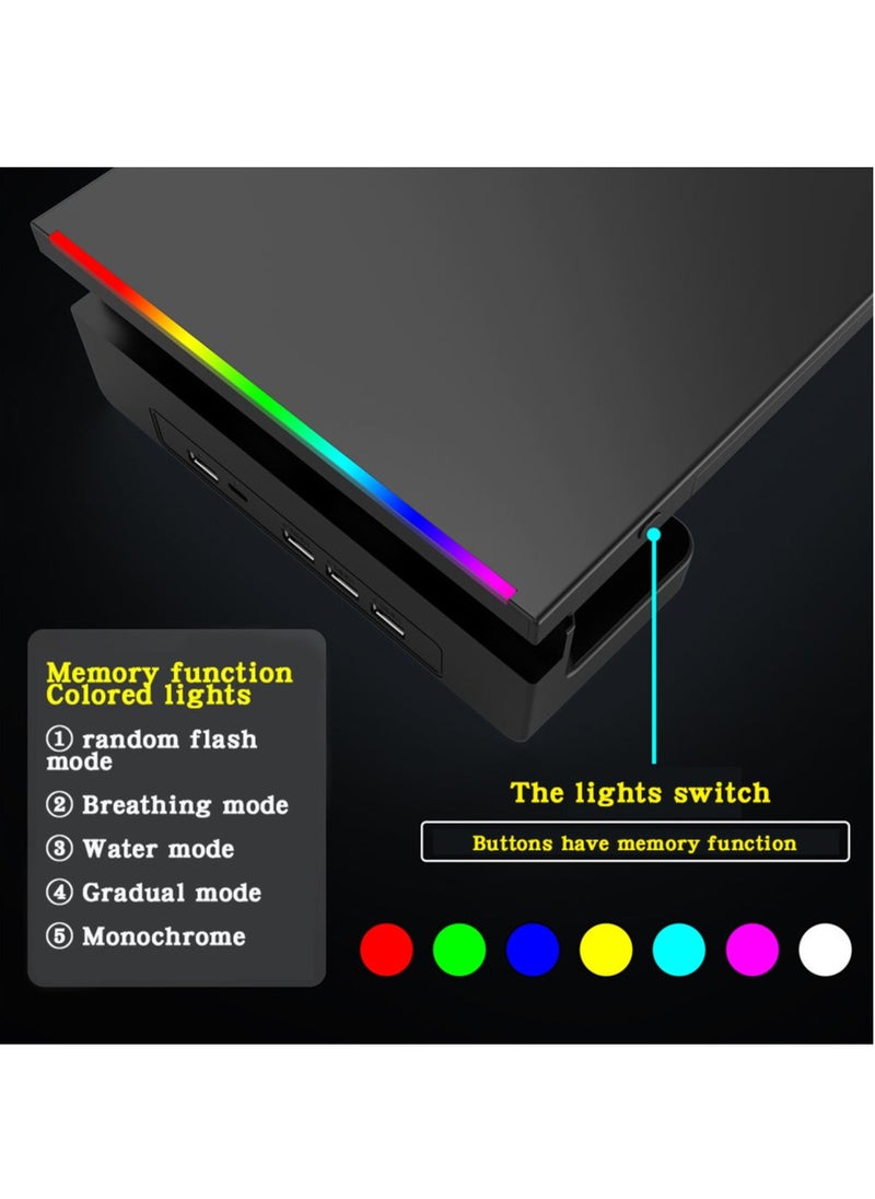 FlashHawk - RGB Monitor Stand Riser Laptop Holder with 4 USB Hubs Storage Drawer and Phone Holder for Office Work - Image 1