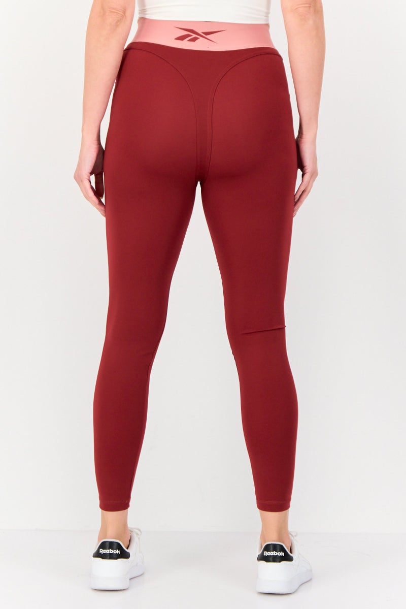 Reebok Women Sportswear Fit Training Leggings, Dark Red - Image 2