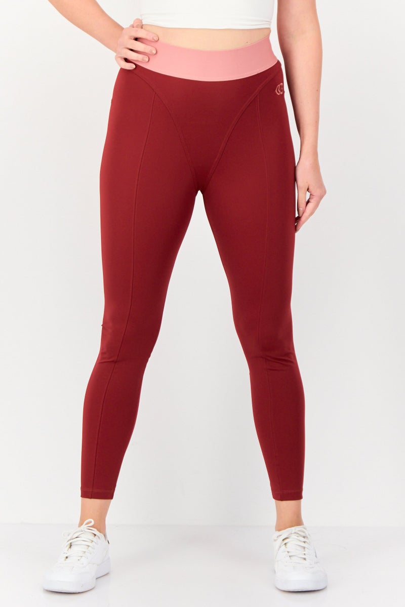 Reebok Women Sportswear Fit Training Leggings, Dark Red - Image 1