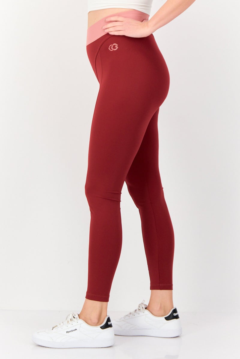 Reebok Women Sportswear Fit Training Leggings, Dark Red - Image 4
