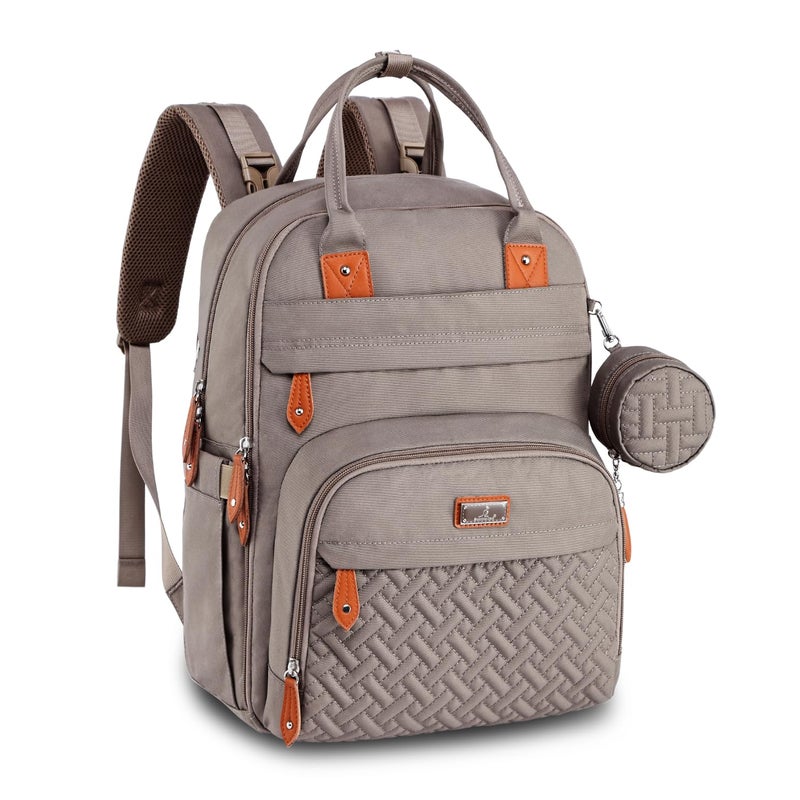 BabbleRoo Diaper Bag Backpack Baby Essentials Travel Tote Multi function Waterproof Diaper Bag Travel Essentials Baby Bag with Changing Pad Stroller Straps Pacifier Case Unisex Khaki