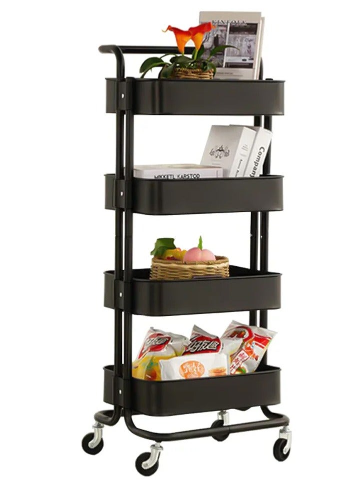 DubaiGallery Storage Trolley Rolling Cart Utility Cart 4 Tier Metal Rolling Cart With Wheels Utility Cart Storage Organizer Trolley Cart Kitchen Storage Cart For Bathroom Kitchen Storage Cart Rolling Storage - Image 1