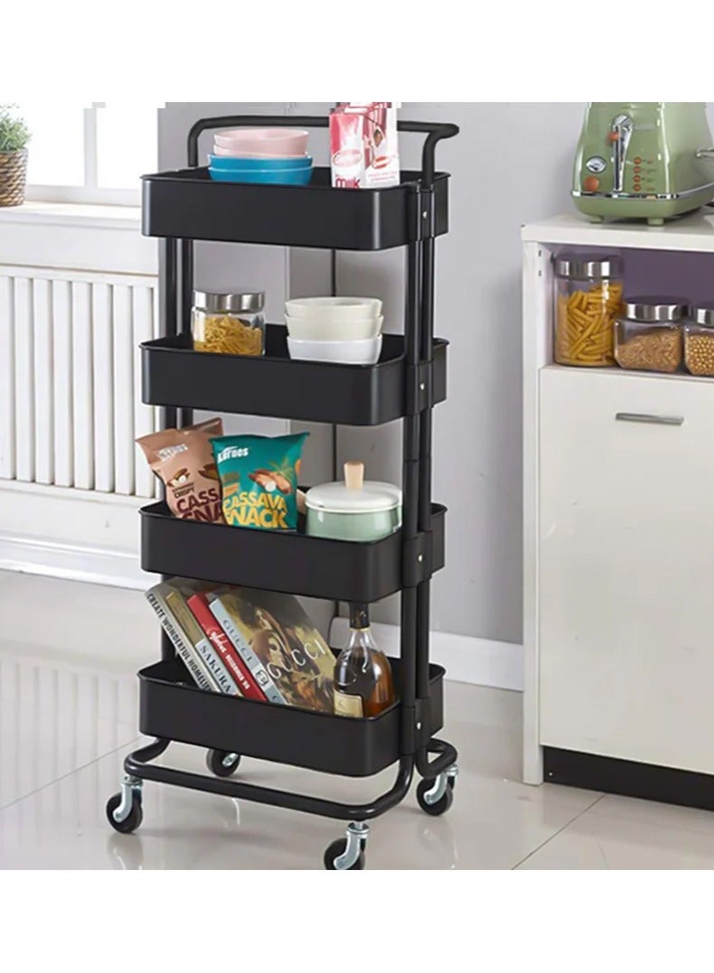 DubaiGallery Storage Trolley Rolling Cart Utility Cart 4 Tier Metal Rolling Cart With Wheels Utility Cart Storage Organizer Trolley Cart Kitchen Storage Cart For Bathroom Kitchen Storage Cart Rolling Storage - Image 3