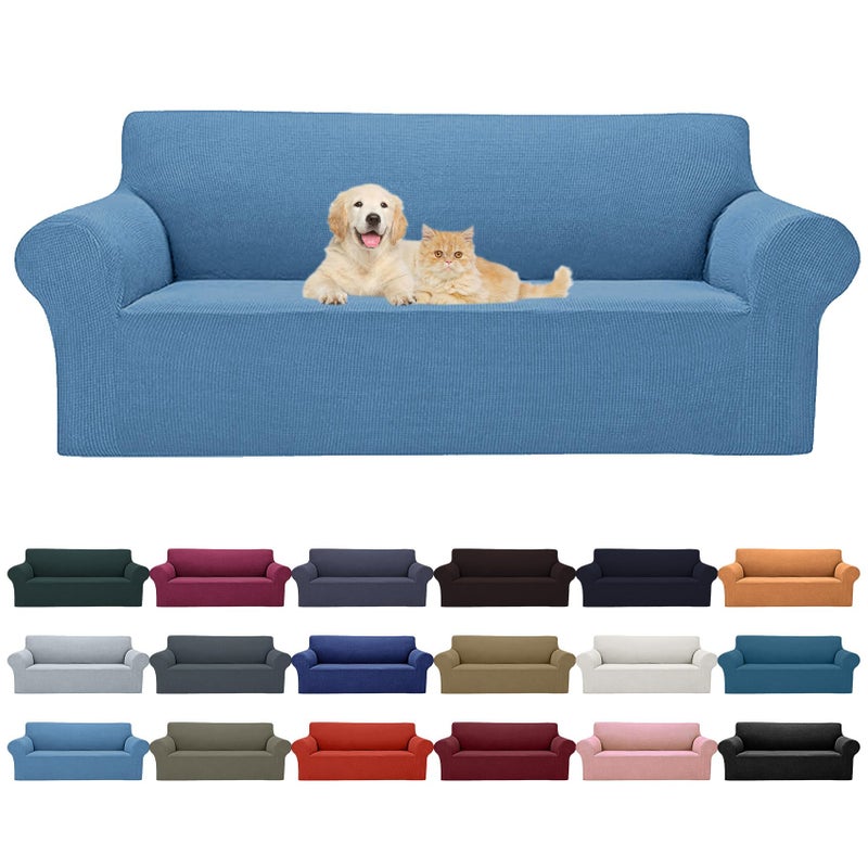 2025 New Stretch Sofa Slipcovers Couch Cover for 3 Cushion Furniture Protector Sofa Covers with Elastic Bottom Jacquard Fabric Small Checks for Pets Kids Sofa Riverside