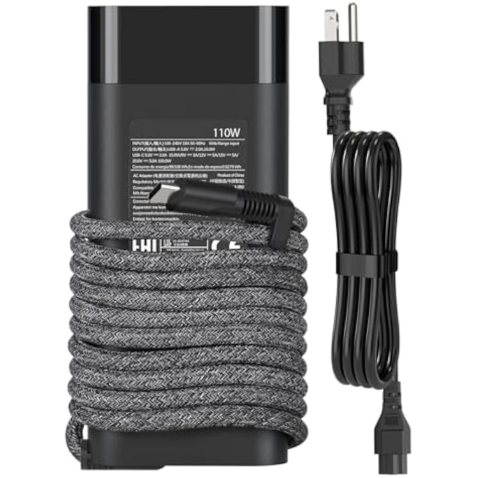 rayihni 110W USB-C LAPTOP CHARGER COMPATIBLE WITH HP ZBOOK FIREFLY 16 G9 G10 ELITEBOOK 865 G9 860 G10 DRAGONFLY PRO CHROMEBOOK14 CERAMIC WHITE HP ELITE DRAGONFLY G3 SERIES G3 NOTEBOOK PC AC ADAPTER - Image 1