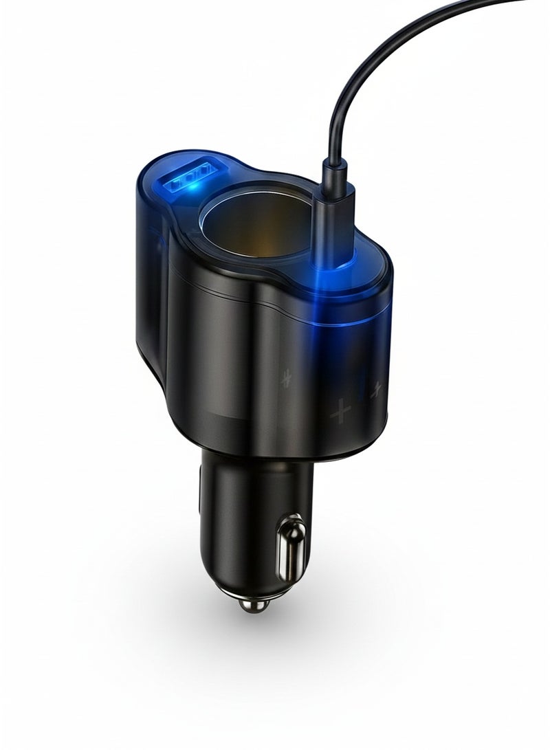 شاحن سيارة متعدد المنافذ، 120 وات، 4 منافذ USB، شاشة ليد، شحن سريع PD3.0/QC3.0، أسود - Image 3