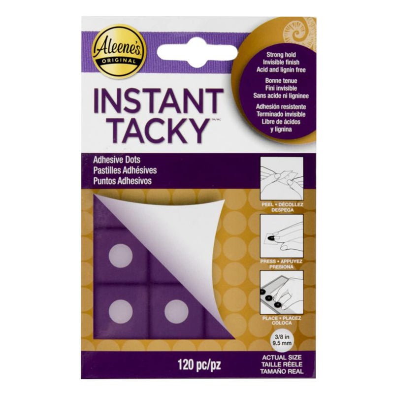 Aleene's Instant Tacky Adhesive Dots, Acid Free Glue Dots, Strong Hold, 3/8" Dots, 120 Pieces