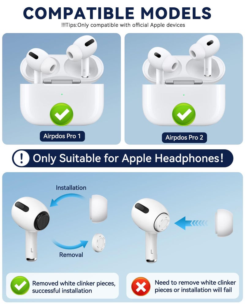 Polislime 4 Pairs Replacement Ear Tips for AirPods Pro 2nd/1st Generation,Noise Reduction Holewith & Built-in dust Guard Screen,with Cleaner Pen Silicone Ear Tips for USB-C Charging Case (XS/S/M/L)-White - Image 2