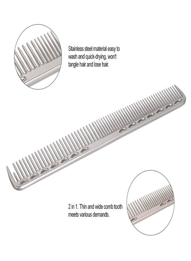 Fiasco Stainless Steel Hair Comb Professional Hair Salon Hairdressing Steel Comb Hair Cutting Metal Comb Silver - Image 3