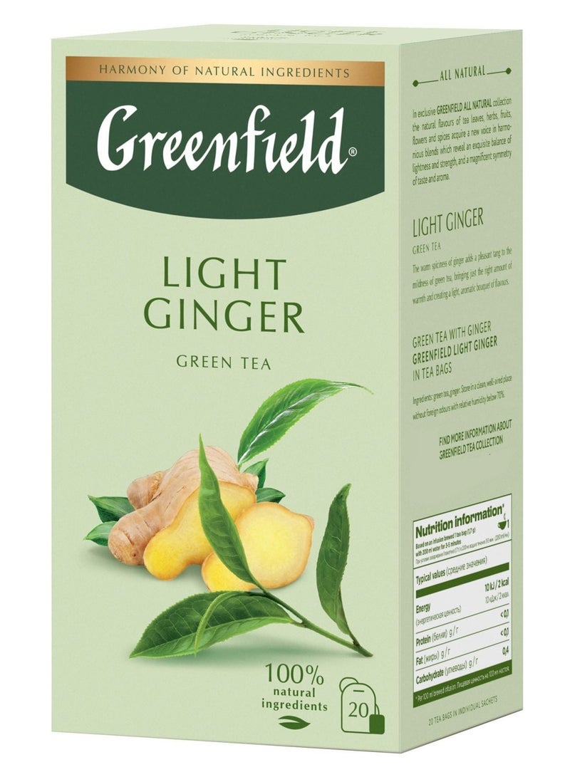 Greenfield Light Ginger Green Tea 20 Tea Bags 34 Gm - Image 1