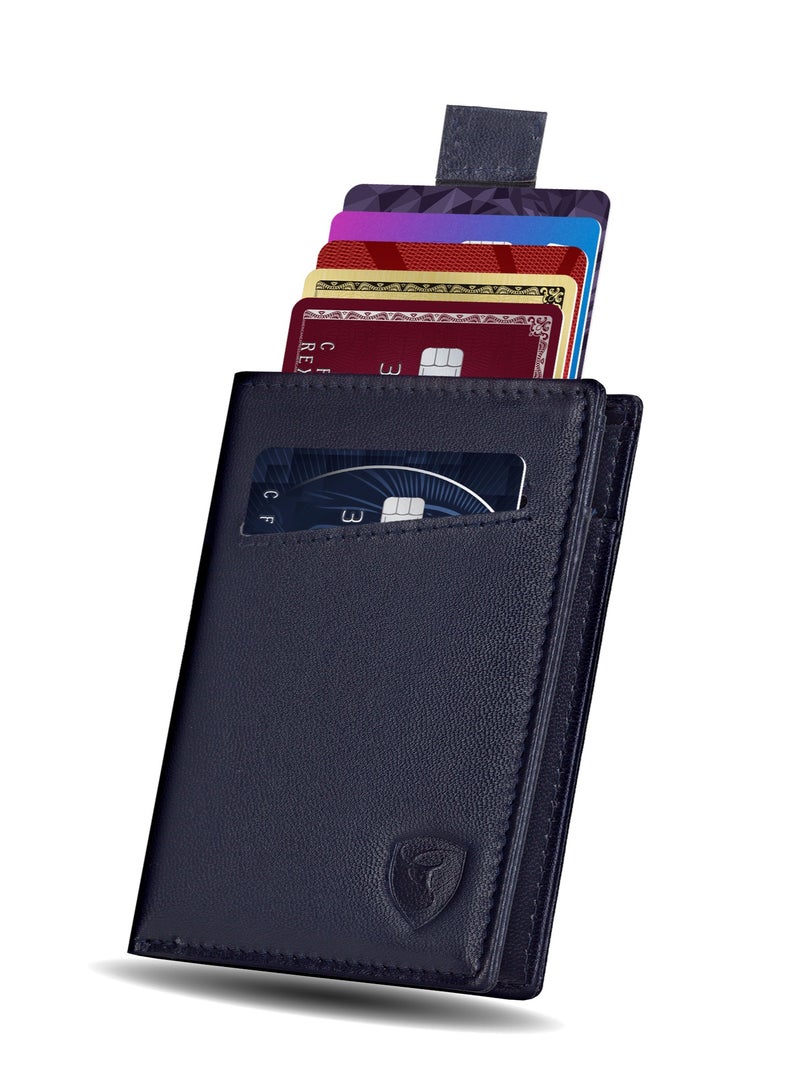 SKENZBI RFID  Leather Minimalist Bifold Wallet For Men  Blue  - Image 1