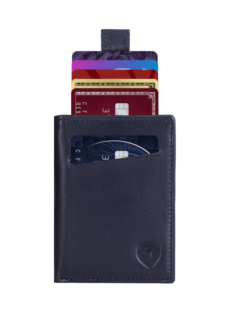 SKENZBI RFID  Leather Minimalist Bifold Wallet For Men  Blue  - Image 2