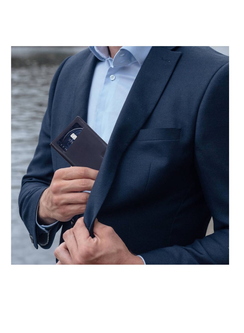 SKENZBI RFID  Leather Minimalist Bifold Wallet For Men  Blue  - Image 3