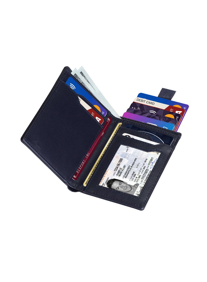 SKENZBI RFID  Leather Minimalist Bifold Wallet For Men  Blue  - Image 5