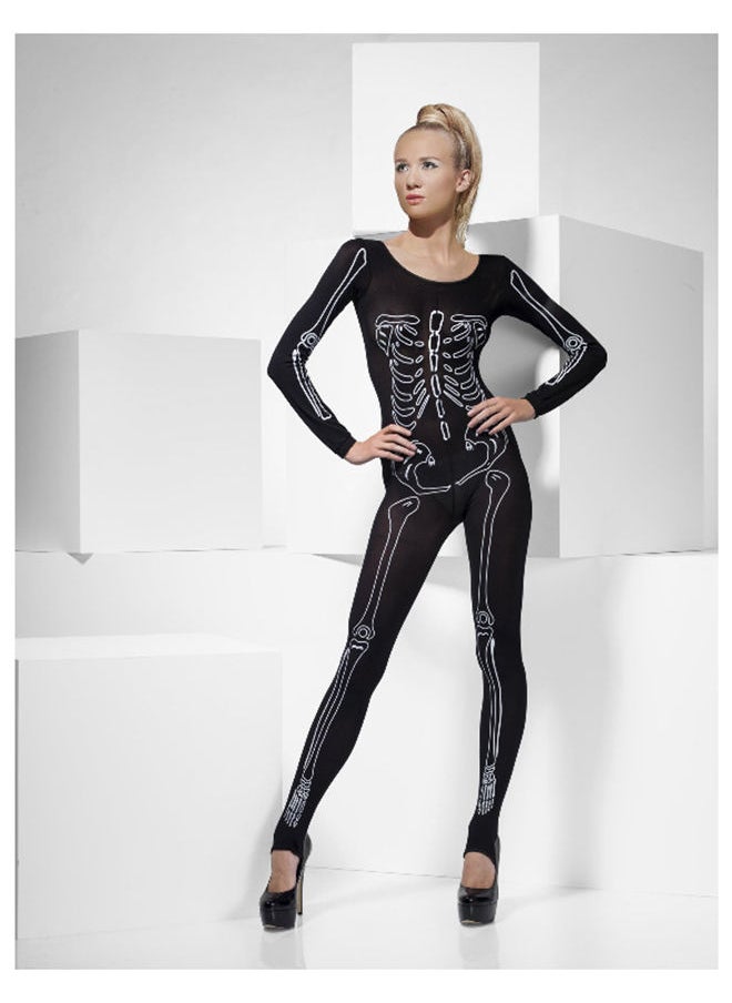 Smiffys - Black Skeleton Print Bodysuit Female Costume - Image 1