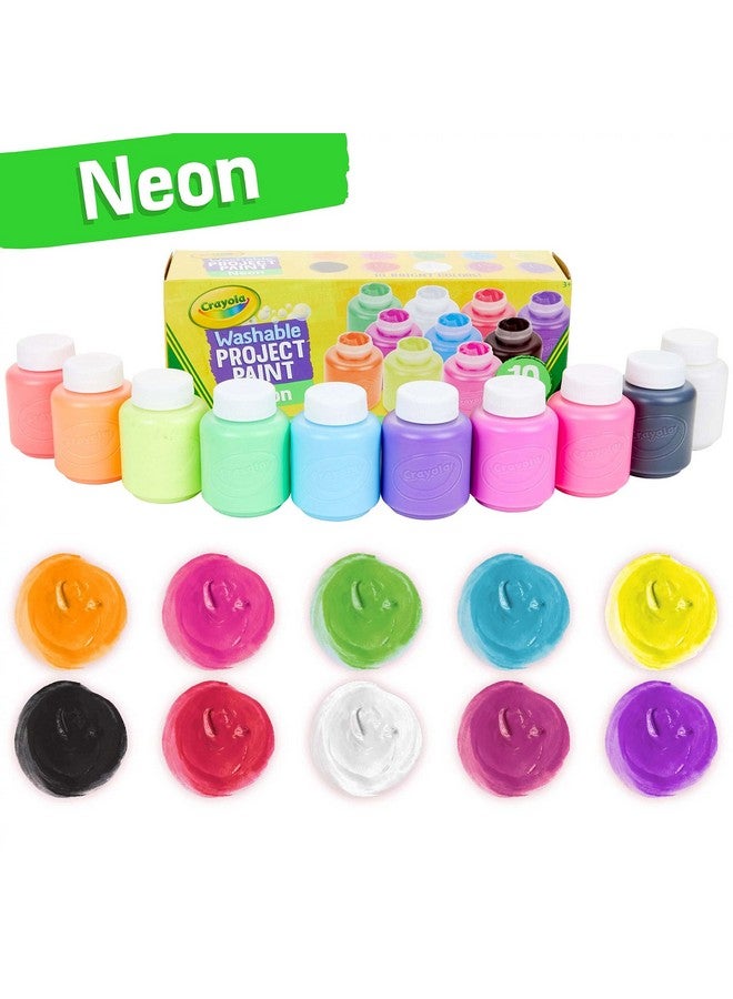 Crayola Washable Kids Paint, 10 Neon Paint Colors, 2 Oz Bottles, Gift - Image 2