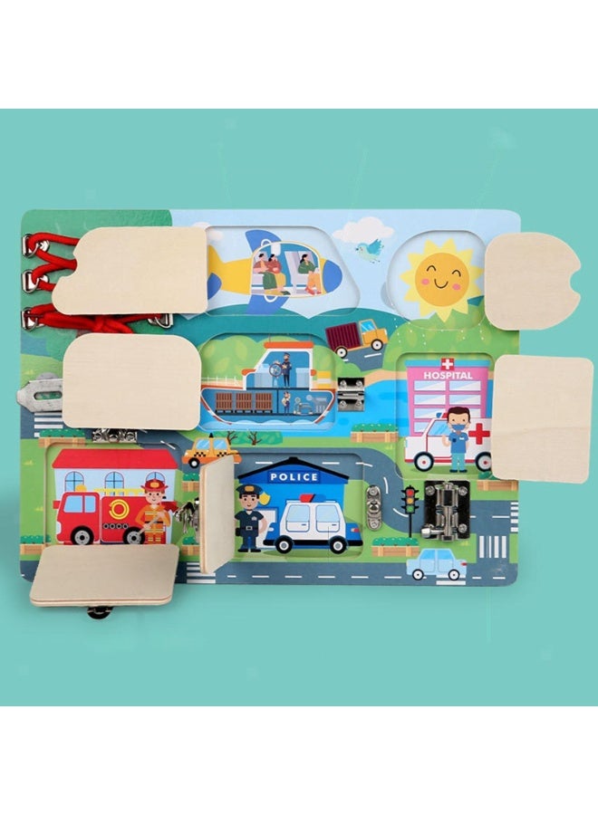 Factory Price Wooden Lock and Latches Busy Board for Kids - Image 4