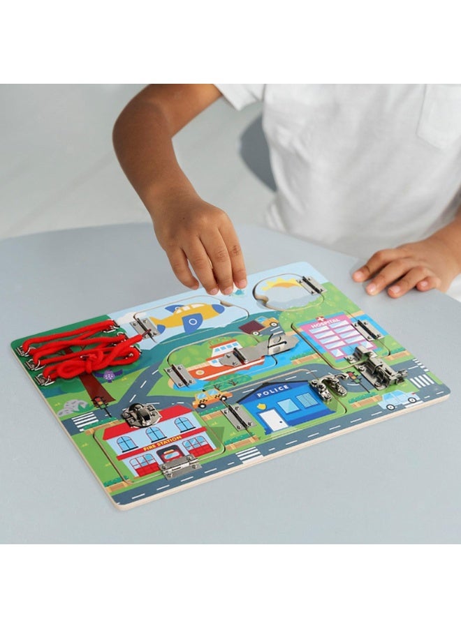 Factory Price Wooden Lock and Latches Busy Board for Kids - Image 5